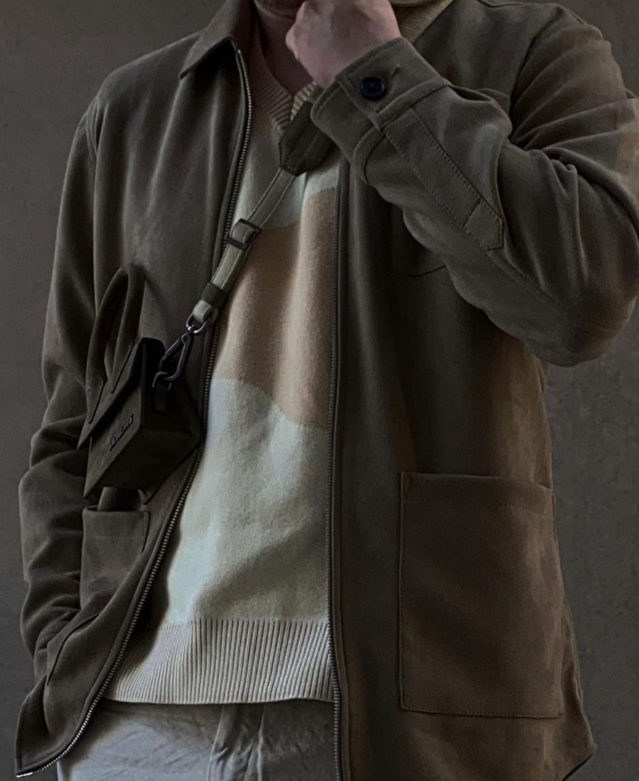 Men Human Scales Overshirts | Rickard Vegan Suede Taupe